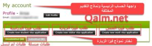 إنشاء طلب فيزا الزيارة