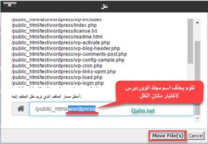 تأكيد نقل ملفات WordPress إلى المجلد الرئيسي