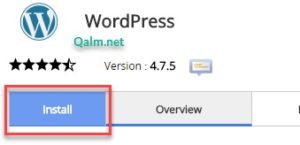 النقر على (Install) لبدء تثبيت WordPress
